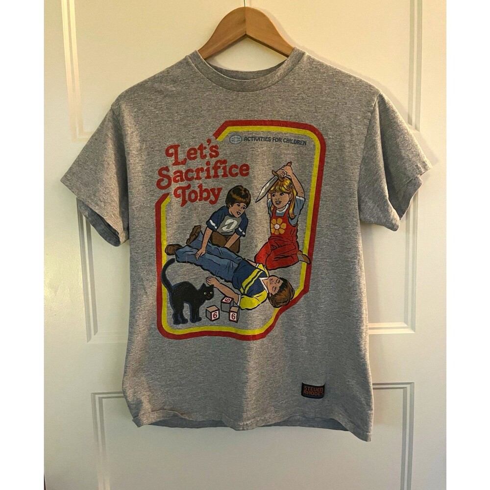 Steven Rhodes Let’s Sacrifice Toby Gray Graphic Crew Neck T-Shirt Men's Medium
